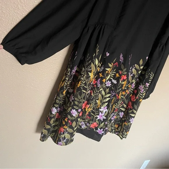 NWOT - Old Navy - Women’s Black Floral Mini Long-sleeve Summer Dress - Plus - Picture 6 of 9